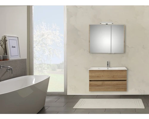 Badmöbel-Set Pelipal Napoli SET-150-014 B: 92 Cm Eiche Riviera