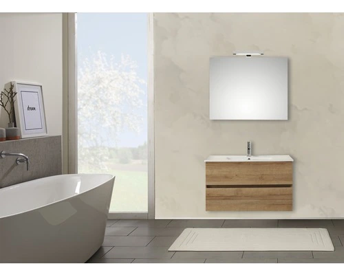 Badmöbel-Set Pelipal Napoli SET-150-009 B: 90 Cm Eiche Riviera