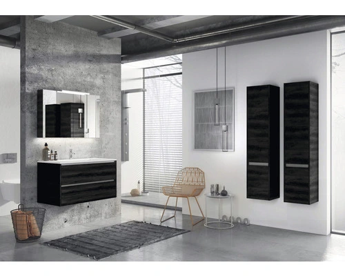 Sanox Badmöbelset Dante 120 Black Oak Mit Waschbecken Enjoy + Spiegel Feel – Bild 6