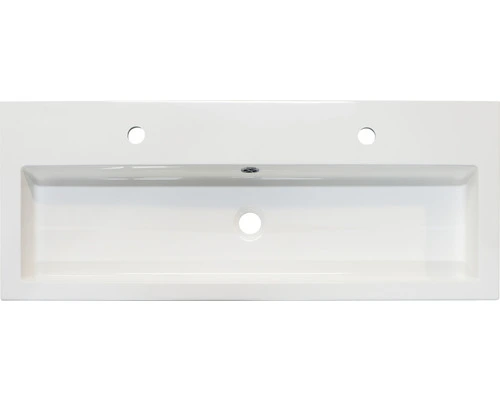 Sanox Badmöbel-Set Vogue 100 Cm Mit Keramikwaschtisch 2 Hahnlöcher Und Spiegel Mit LED-Beleuchtung Weiss Hochglanz – Bild 3