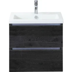 Sanox Waschbeckenunterschrank Vogue 60 Cm Black Oak Inkl. Keramikwaschbecken