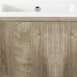 Badmöbel-Set Sanox Frozen 3D BxHxT 61 X 42 X 46 Cm Frontfarbe Grain Oak 2-teilig Mit Waschtisch Keramik Ohne Hahnloch