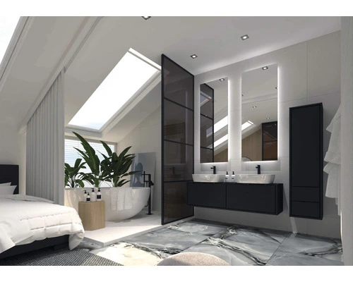 Badmöbel-Set Sanox Loft BxHxT 101 X 52,5 X 46 Cm Frontfarbe Craft Oak 2-teilig Mit Waschtisch Keramik – Bild 6