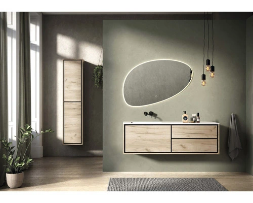 Badmöbel-Set Sanox Loft BxHxT 101 X 52,5 X 46 Cm Frontfarbe Craft Oak 2-teilig Mit Waschtisch Keramik – Bild 7