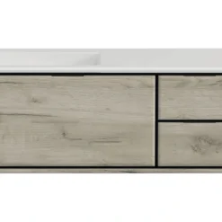 Badmöbel-Set Sanox Loft BxHxT 120,5 (85/35) X 47 X 45,5 Cm Frontfarbe Craft Oak 2-teilig Mit Waschtisch Mineralguss Becken Links Ohne Hahnloch