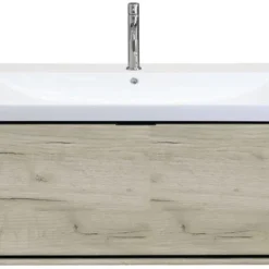 Badmöbel-Set Sanox Loft BxHxT 101 X 52,5 X 46 Cm Frontfarbe Craft Oak 2-teilig Mit Waschtisch Keramik