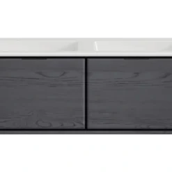 Badmöbel-Set Sanox Loft BxHxT 120,5 (60/60)) X 47 X 45,5 Cm Frontfarbe Black Oak 2-teilig Mit Doppelwaschtisch Mineralguss Ohne Hahnloch