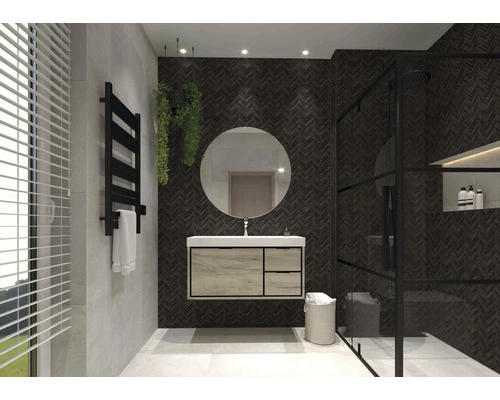 Badmöbel-Set Sanox Loft BxHxT 101 X 52,5 X 46 Cm Frontfarbe Craft Oak 2-teilig Mit Waschtisch Keramik – Bild 9