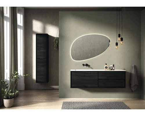 Badmöbel-Set Sanox Loft BxHxT 120,5 (60/60)) X 47 X 45,5 Cm Frontfarbe Black Oak 2-teilig Mit Doppelwaschtisch Mineralguss Ohne Hahnloch – Bild 5