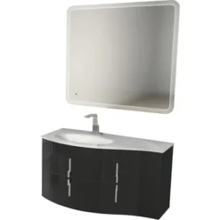 Baden Haus Badmöbel-Set EEK Sting 104cm Links Schwarz Hochglanz