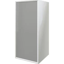 Baden Haus Midischrank Serie Tessin 35x77x35 Cm Weiss Glänzend Fronten Aus Glas