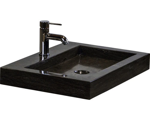 Sanox Badmöbel-Set Seville 60 Cm Naturstein Waschbecken Inkl. Spiegelschrank Black Oak – Bild 3